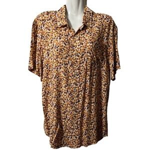 14th & Union Women's Top M Floral Button Front Flowy Bohemian Office Business